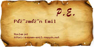 Pázmán Emil névjegykártya